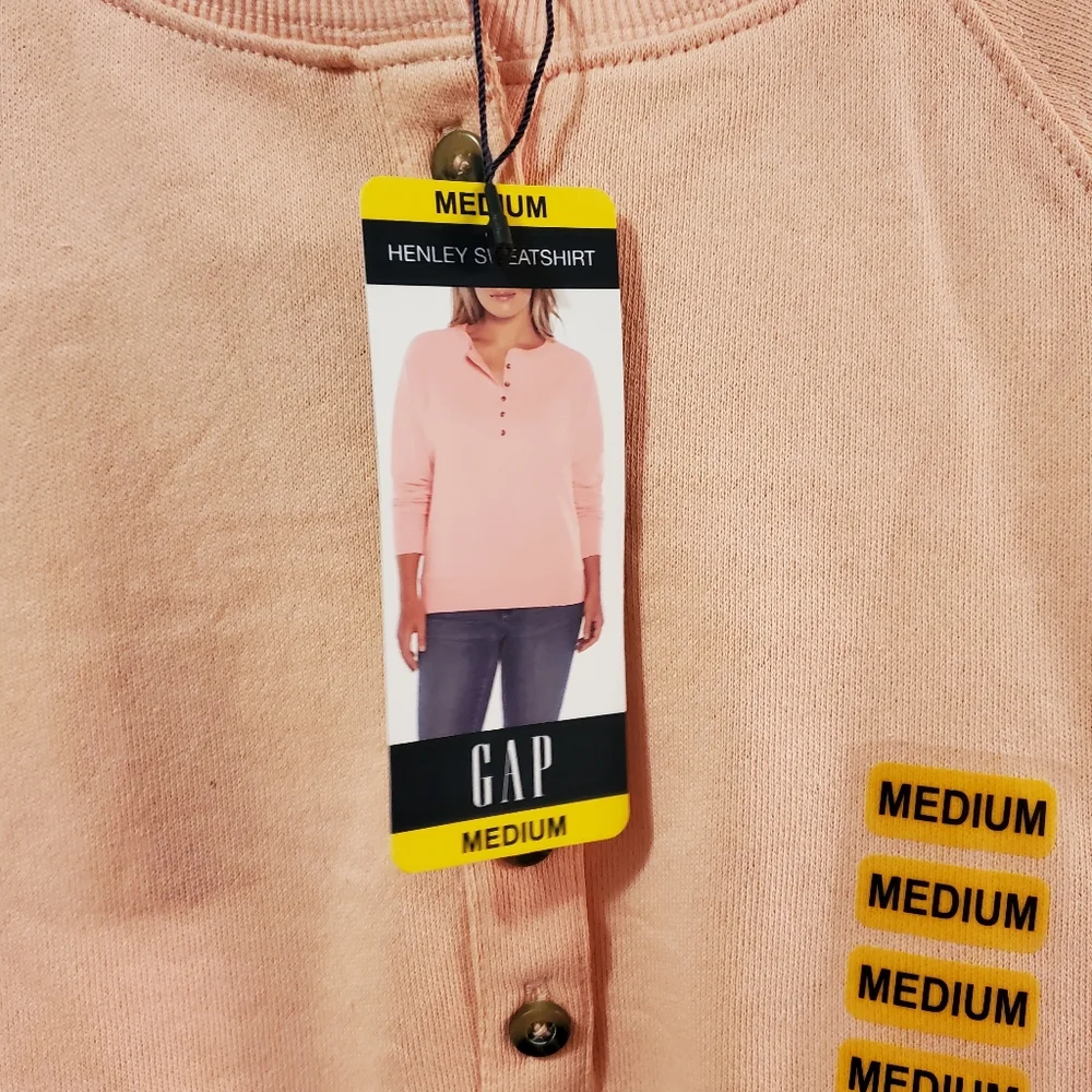 =/^Gap women's Henley sweatshirt in peach Ladies M - Picture 9 of 13